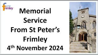 3rd November Memorial Service Frimley St Peters [upl. by Haman]