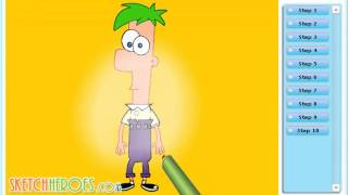 How to draw Ferb Fletcher Phineas and Ferb  drawing tutorial video [upl. by Eltsirhc]