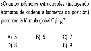 QUIMICA ORGANICA  ISOMERIA PROBLEMA RESUELTO admisión universidadingenieríaQuímica [upl. by Possing]