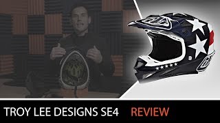 Troy Lee Designs SE4 Composite Metric Freedom Blue Motocross Helmet Review at SpeedAddictscom [upl. by Anegue]