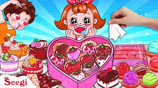 ASMR Mukbang Chocolate 🍫 Ice Cream Cake Mochi  Funny Love Moments Compilation  Stop Motion Paper [upl. by Coffeng364]