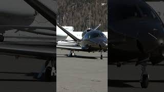 Cirrus SF50 Vision Jet TakeOff in the Swiss Alps aviation switzerland winterwonderland [upl. by Ahsetel343]