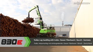 SENNEBOGEN 830 E Mobil Trailer  timber handling at Classen Fiberboard Germany [upl. by Zashin]