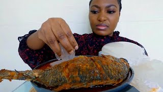 tilapia fish pepper 🌶 soup with starch fufu [upl. by Leafar]