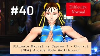 Ultimate Marvel vs Capcom 3  ChunLi SFA Arcade Mode Walkthrough Part 40 [upl. by Christos]