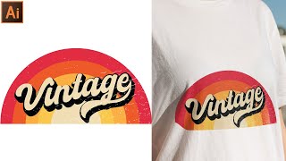 Vintage TShirt Design Tutorial  Adobe Illustrator subscribe design illustration [upl. by Anikram]