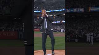 New York Yankee Legend Throws Out First Pitch at World Series like subscribe [upl. by Rebmaed568]