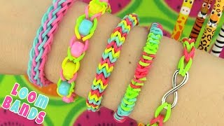 How to Make Loom Bands 5 Easy Rainbow Loom Bracelet Designs without a Loom  Rubber band Bracelets [upl. by Nilrac436]