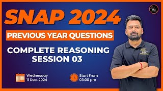 SNAP 2024  Complete Reasoning PYQs Session 03  Mukesh Sir  MBA Pathshala snap2024 [upl. by Tama]