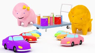 Impara I Colori dipingendo le Automobili con Dino il Dinosauro 👶 Cartone animato educativo [upl. by Zoltai]