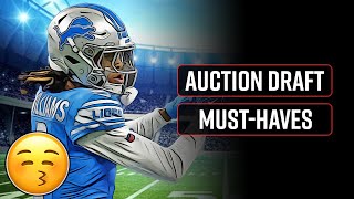 Must Have Auction Draft Players 2024 Fantasy Football Salary Cap [upl. by Nyladnar]