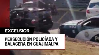 Robo de camioneta desata persecución policiaca y enfrentamiento a balazos en Cuajimalpa [upl. by Farlay]