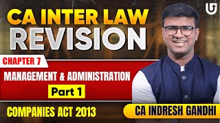 CA Inter Management and Administration Companies Act 2013  Law Chapter7 Revision CA Indresh Gandhi [upl. by Clawson]