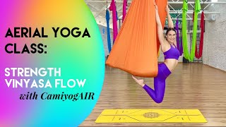 30 min Vinyasa Flow Aerial Yoga Lesson 3  Strength  Intermediate  Advanced Class  CamiyogAIR [upl. by Ahseinod440]