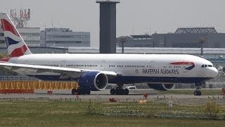 British Airways Boeing 777300ER GSTBJ Takeoff from NRT 16R [upl. by Noelyn]