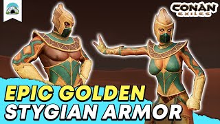 Golden Stygian Raider Armor How to get the Armor  Surge amp Purge Defender Journey  Conan Exiles [upl. by Thenna]