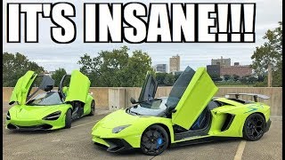 TAKING DELIVERY of a MATCHING Aventador SV 720S VS Aventador SV RACE [upl. by Ilahsiav630]