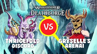 Warhammer Underworlds Battle Report Thricefold Discord vs Gryselles Arenai [upl. by Aritak]