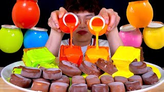 ASMR 무지개 카스테라amp무지개 크림 초콜릿 아이스크림 티코 구구미니 먹방 Rainbow Bread With Rainbow Cream Choco Ice cream MuKBang [upl. by Abeu571]