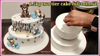 1st birthday cake  15 kg two tier cake  teddy bear cake  two tier birthday cake  2th birthday [upl. by Levon]