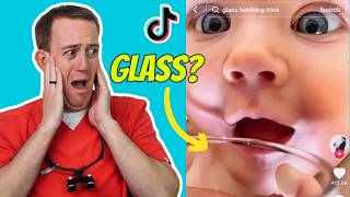 Using a glass to see if your baby is teething Dentist reacts [upl. by Mulford691]