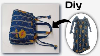 Handbag making at home with old cloth  Easy purse sewing tutorial  Fancy bag making at home [upl. by Asselem]