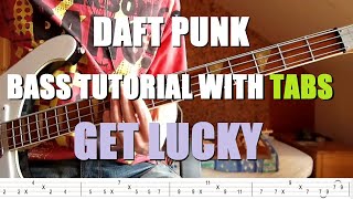 Daft Punk  Get Lucky Bass Tutorial with TABS [upl. by Akcirre]