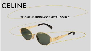 ReviewUnboxing Kính Celine Triomphe Metal 01 Sunglasse In Metal GoldGreen  best seller 😎 [upl. by Tennos396]