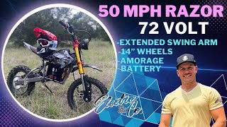 Upgraded 50MPH RAZOR Electro amp Co 72 Volt Custom build MX500 MX650 SX500 and RSF650 11000 watts [upl. by Anahtor]