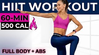 60MIN LOWIMPACT HIIT WORKOUT WITH WEIGHTS total body weight loss body toning  abs workout [upl. by Derward946]