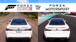 Forza Horizon 5 vs Forza Motorsport  BMW M4 Competition  FH5 vs FM8 Comparison [upl. by Acimehs947]