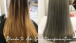 FROM BLONDE TO ASH GREY HAIR TRANSFORMATION ❤️ [upl. by Tung57]