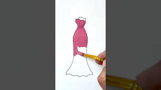 Dress drawing Colouring for kids Colouring beautiful dress 👗❤️ shorts art drawing trending [upl. by Edroi]