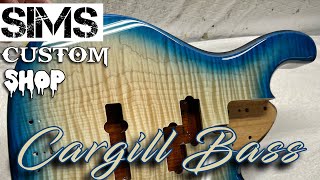 Custom Cargill Bass guitar  Blue burst paint job by Sims Custom Shop [upl. by Olgnaed]