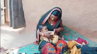 Cute baby feeding Vlog Village Life family members [upl. by Imeka]