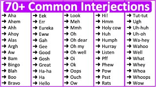 70 Common Interjections in English 📚  Parts of speech [upl. by Oira]