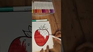 Strawberry Paint strawberries with me coloring colorwithme drawing asmr diyart arttherapy [upl. by Mazonson]