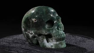 Huge 50quot Green Moss Agate Crystal Skull [upl. by Inanuah42]