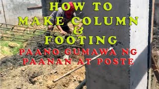 PAANO GUMAWA NG PAANAN AT POSTE FOOTING COLUMN HOW TO MAKE FOOTING amp COLUMN [upl. by Lleinad]