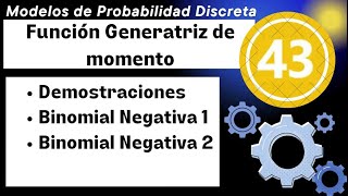 📊 Demostración Generatriz de Momentos Binomial negativa 1 y 2 📈  43 Modelos Discretos [upl. by Ahcmis]