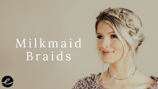 Easy Milkmaid Braids  Medium Length Hair [upl. by Adalbert]