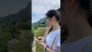 腊肉米饭。山里姑娘 大山里的原生态 大山深处自然美山清水秀好风光 [upl. by Meta]