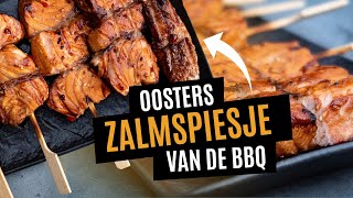 Zo maak je oosterse zalmspiesjes van de BBQ  Zalm op de BBQ [upl. by Kabab]