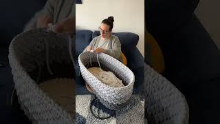 Grey Ombré Moses Basket crocheting baby crochetmosesbasket [upl. by Oyek]