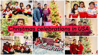 Celebrating Christmas with our friends  Shared so many gifts 🎁  USA Tamil Vlog [upl. by Epuladaugairam390]