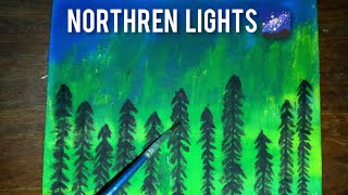 northren lights tutorial step by step acrylic painting 🎨 for beginners [upl. by Noryahs]