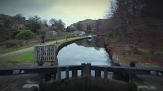 Quick fly above and along the Rochdale Canal at Summit near Littleborough and Rochdale [upl. by Lunseth]