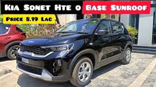 Sonet HTE Optional 2024🔥Price 819₹ Lac❣️Colour Black Walkround 🙏VFM✅Base Model मै Sunroof Kia Sonet [upl. by Anastas]