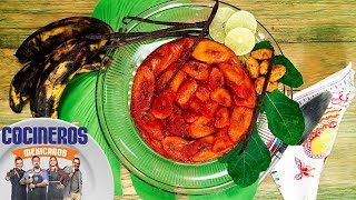 Receta Tarta volteada de plátano macho  Cocineros Mexicanos [upl. by Ambie]