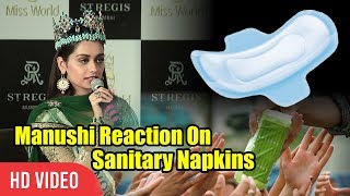 Manushi Chillar Reaction On Sanitary Pads Price  Miss World 2017 [upl. by Evelc697]